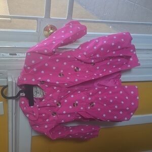 OshKosh Trench Coat with hood. Pink with white polka dots.